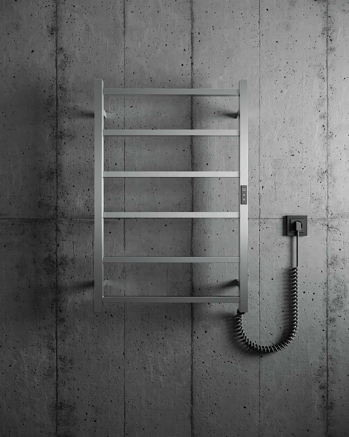 6-Bar Electric Towel Rack, Supports Surface and Concealed Installation, Left and Right Wiring